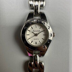 3/$30 Zylos George Machado Watch Women Silver Tone Round Dial New Battery 7.25"